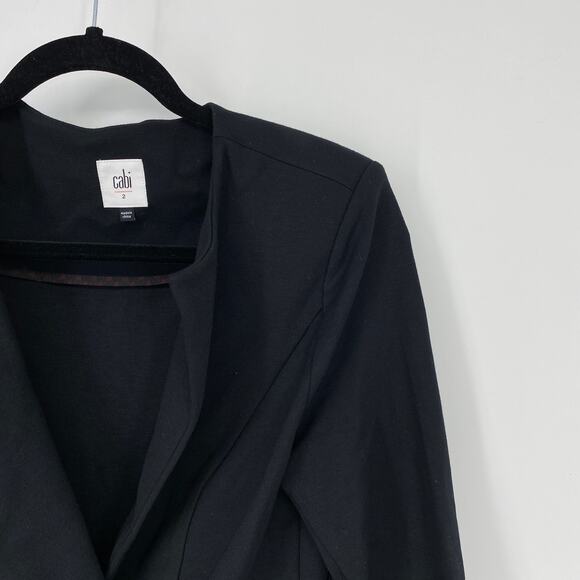 Cabi Women's Size 2 Agency Blazer Jacket Peplum Wide Lapel Stretch Black - Picture 3 of 6